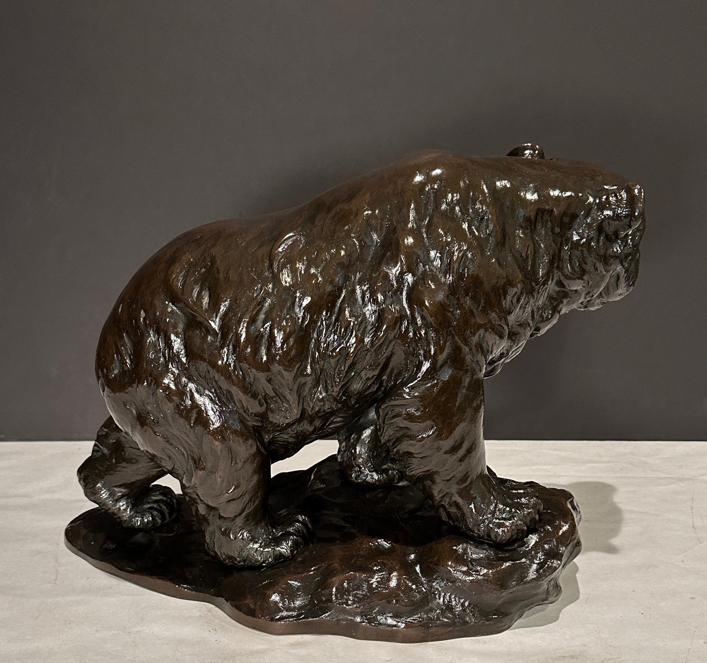 Japanese Large And Impressive Meiji Period Bronze Bear, Signed For Sale