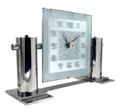 Large and Impressive Modernist Mantle Mirrored Clock, circa 1930