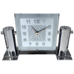 Large and Impressive Modernist Mantle Mirrored Clock, circa 1930