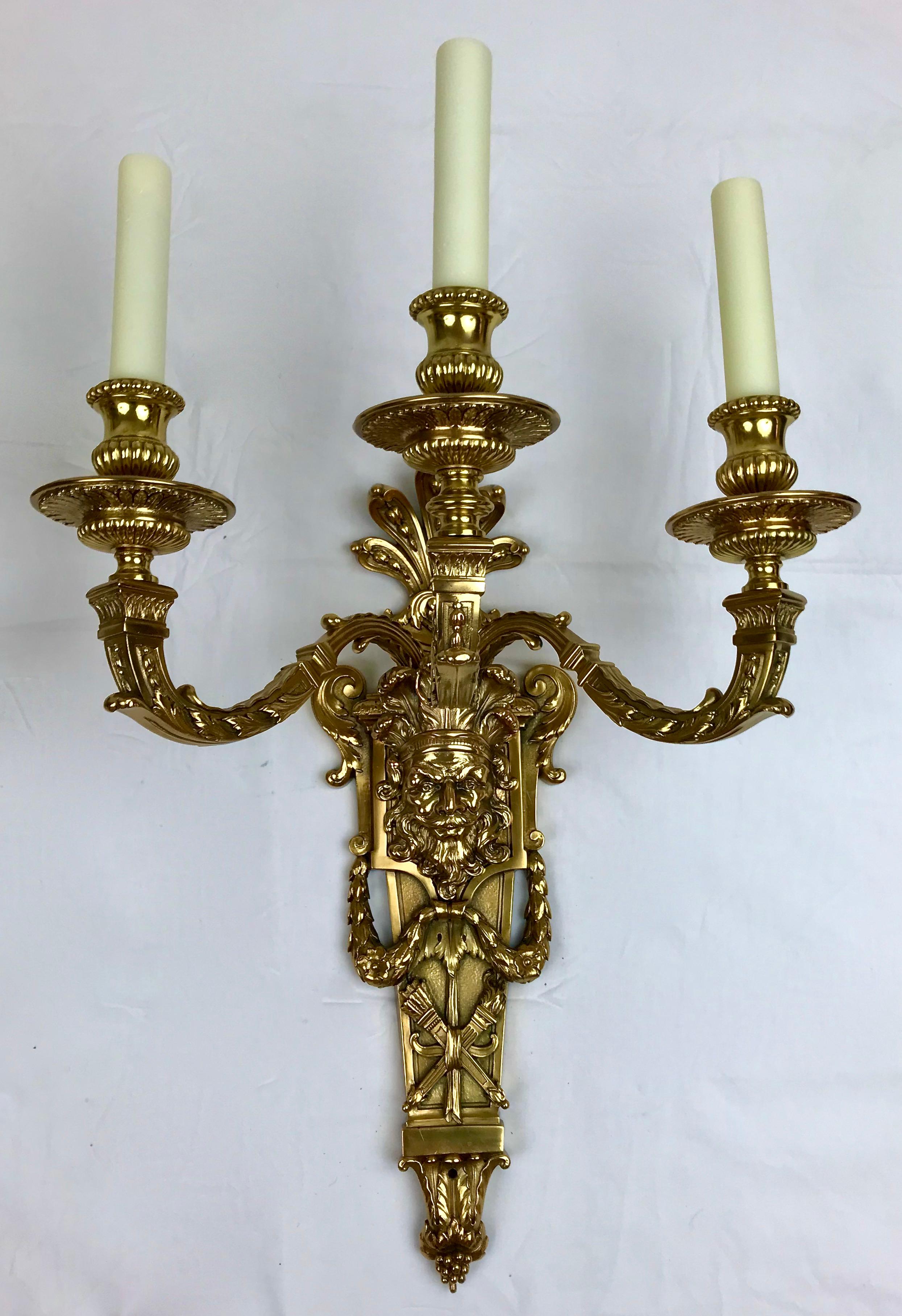 Large and Impressive Pair of Bronze Sconces by E. F. Caldwell For Sale 7