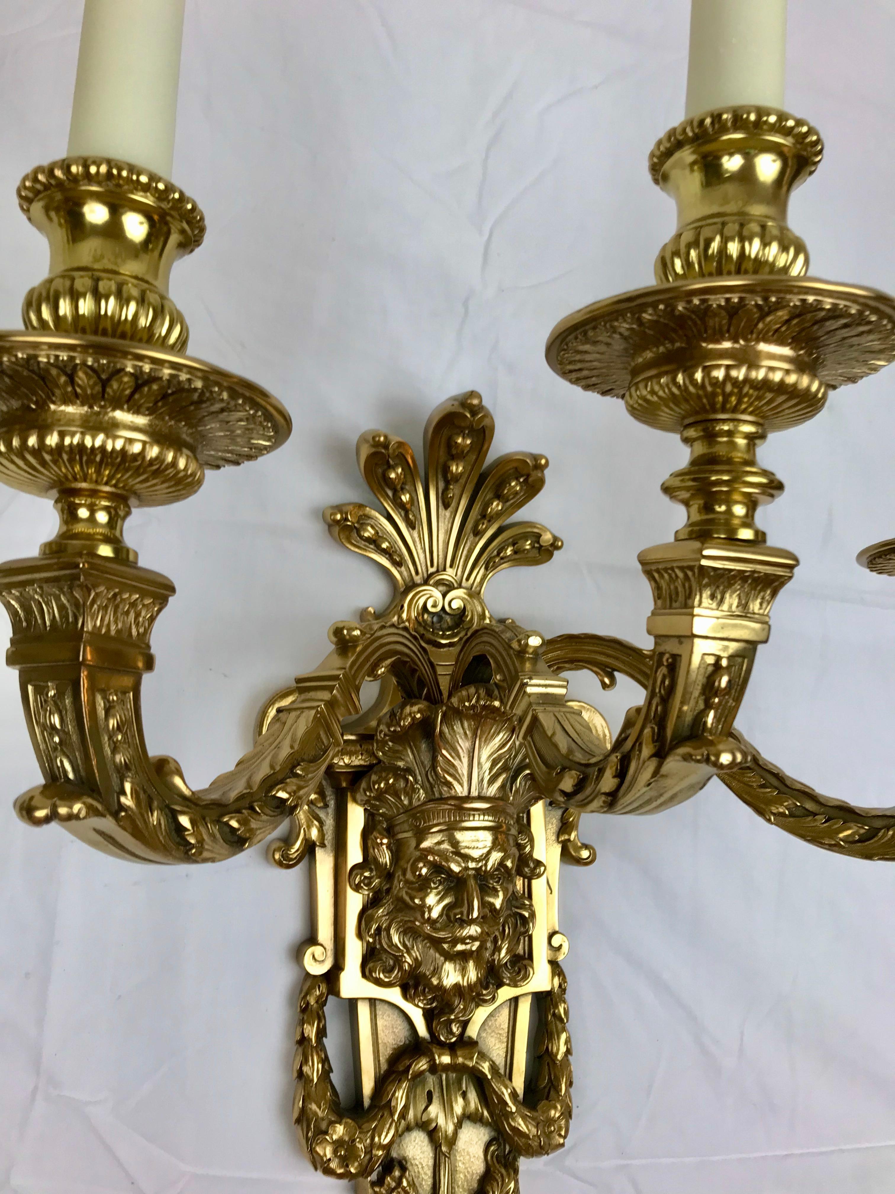 Large and Impressive Pair of Bronze Sconces by E. F. Caldwell For Sale 8