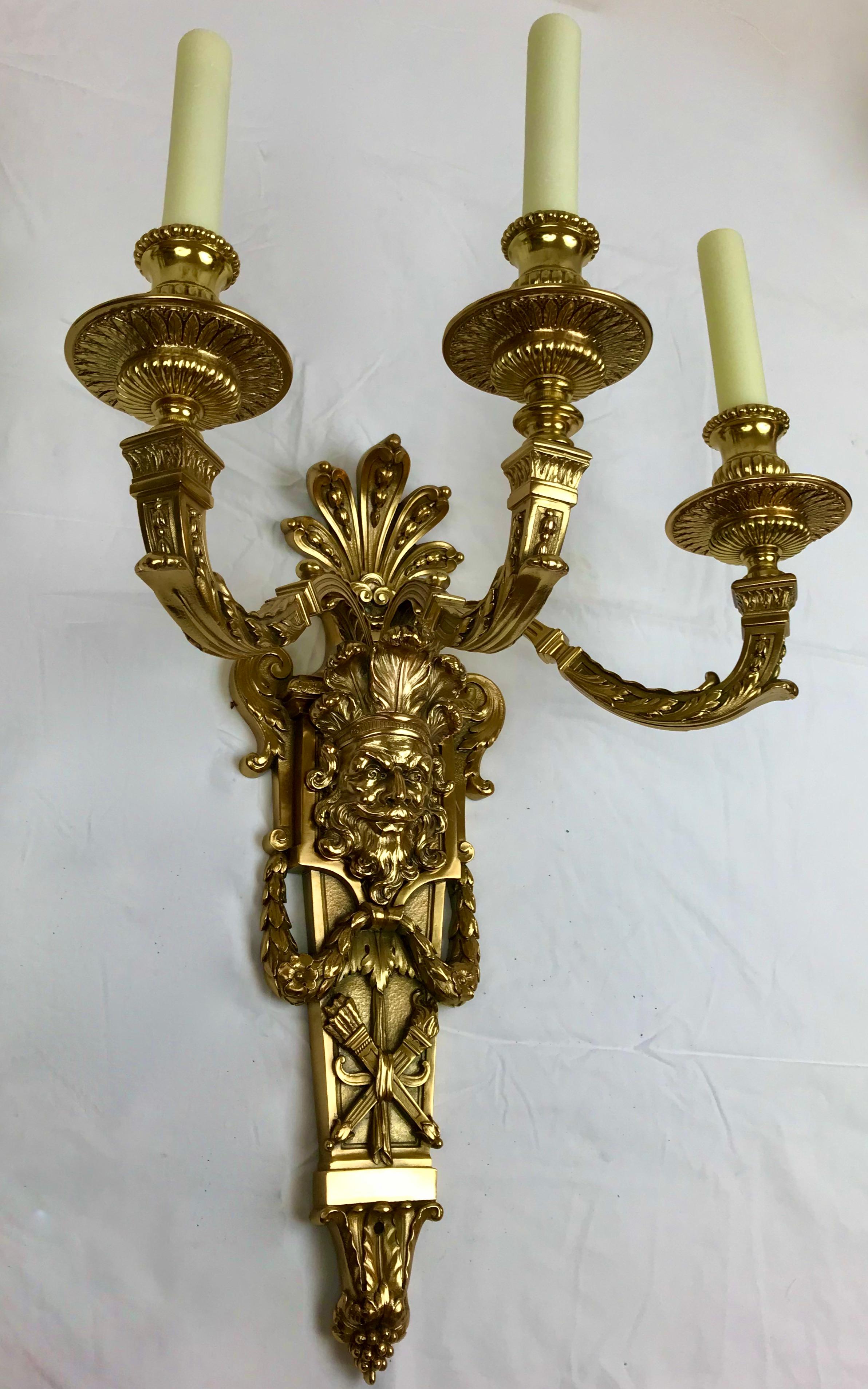 Large and Impressive Pair of Bronze Sconces by E. F. Caldwell For Sale 10