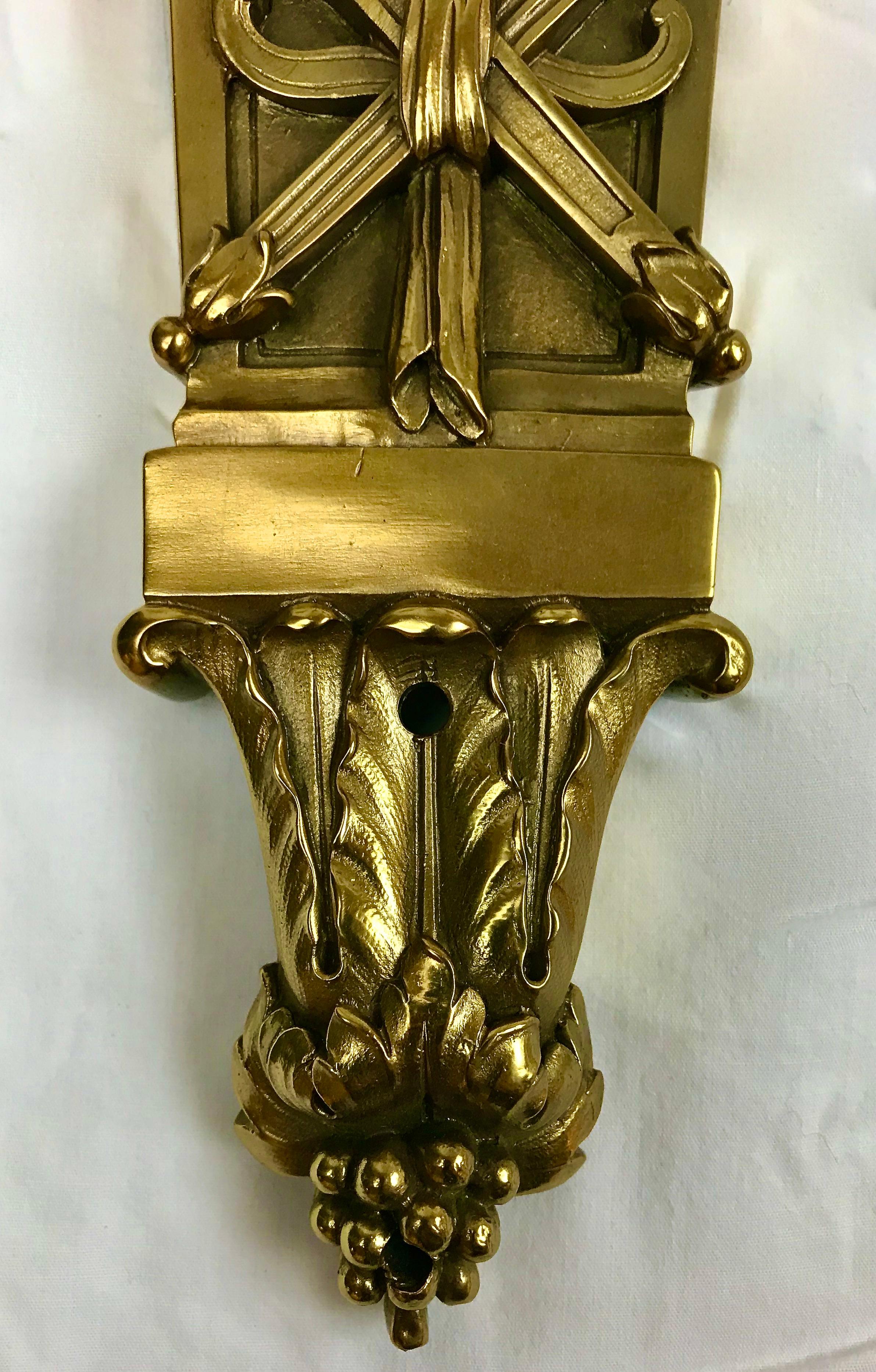 Large and Impressive Pair of Bronze Sconces by E. F. Caldwell For Sale 1