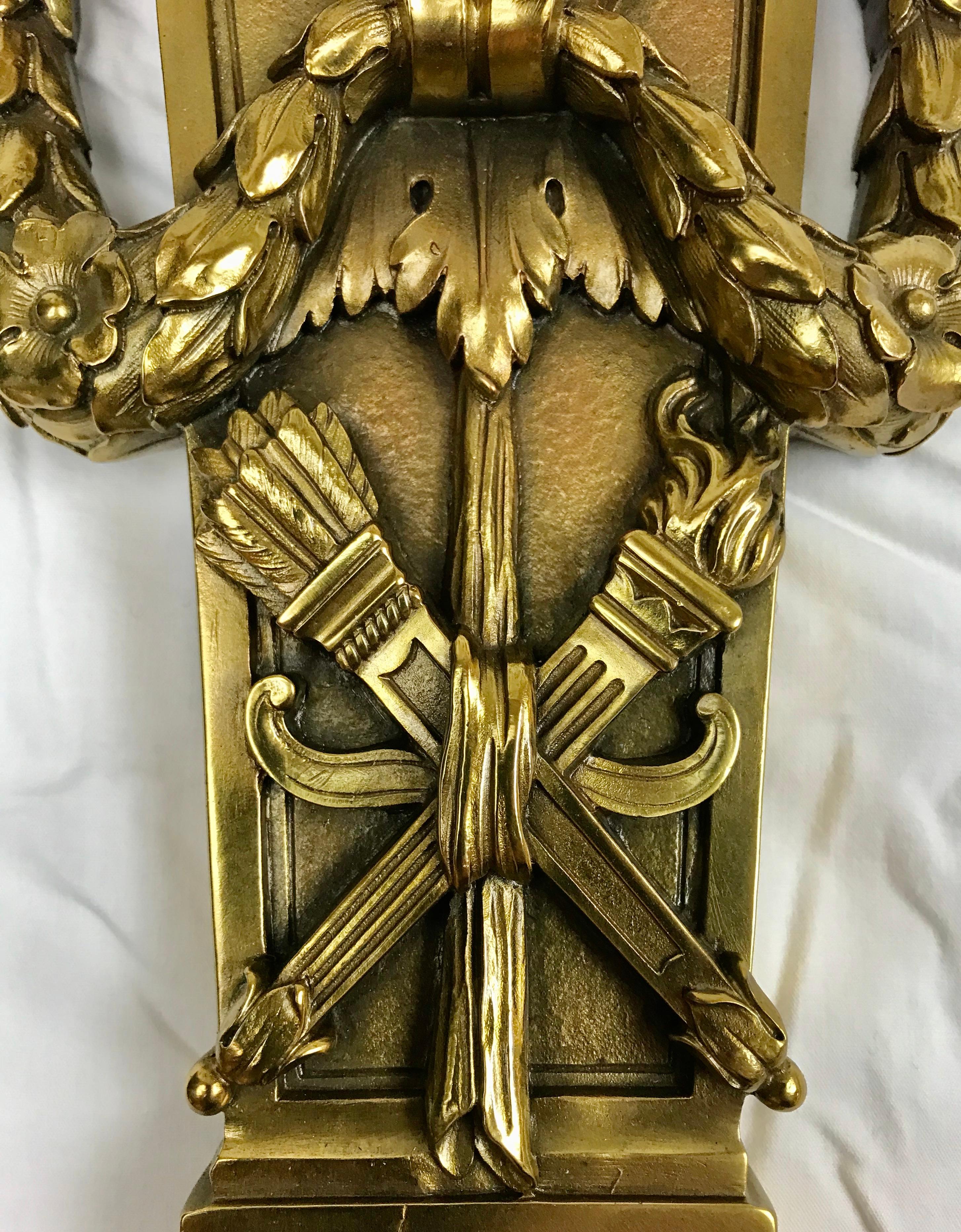 Large and Impressive Pair of Bronze Sconces by E. F. Caldwell For Sale 2