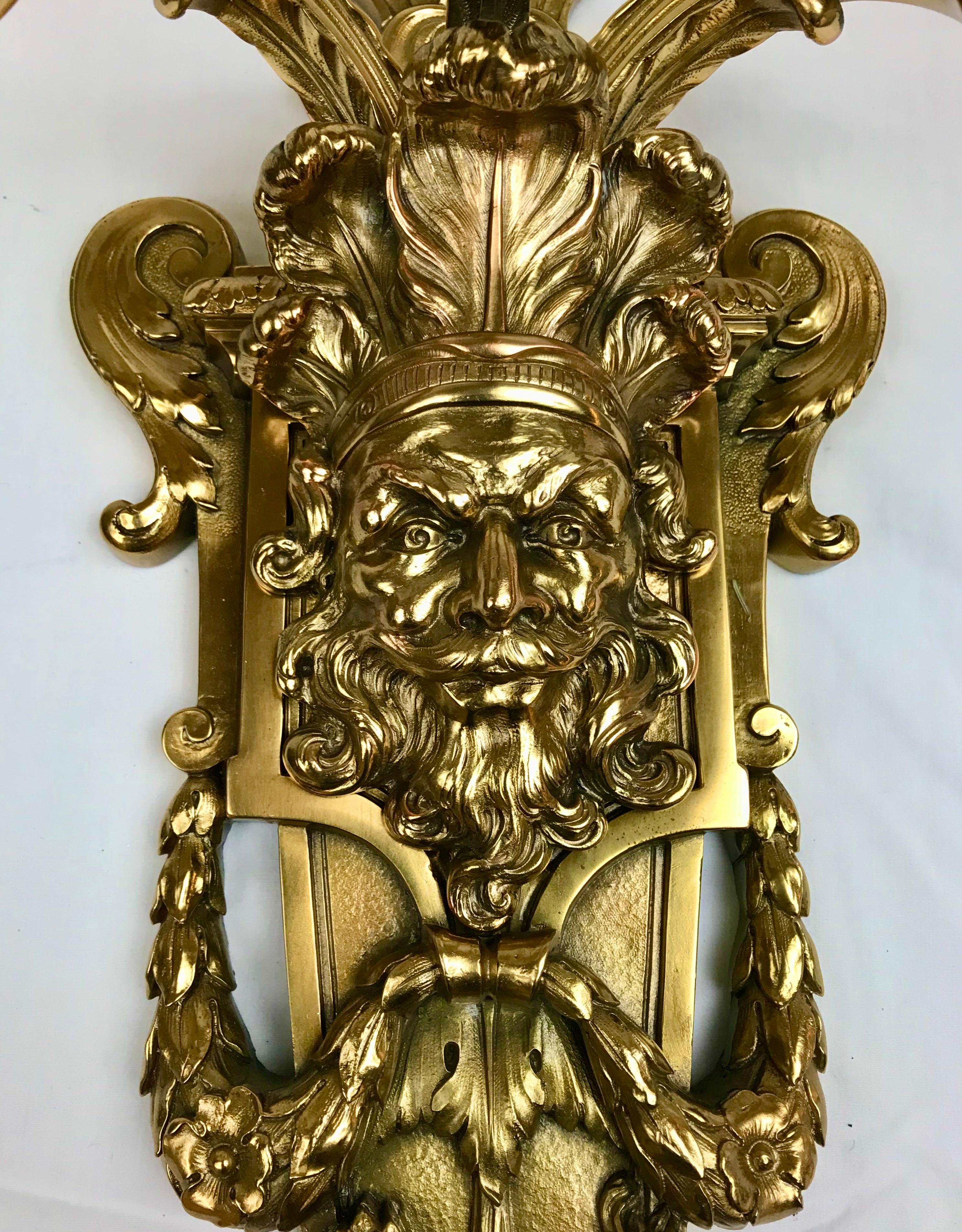 Large and Impressive Pair of Bronze Sconces by E. F. Caldwell For Sale 3