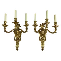 Antique Large and Impressive Pair of Bronze Sconces by E. F. Caldwell