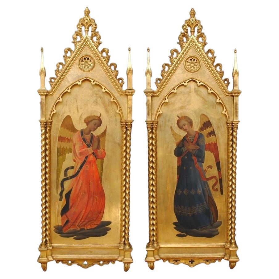 Grande e imponente coppia di angeli Florentine dopo Fran Angelico - altezza 233 cm