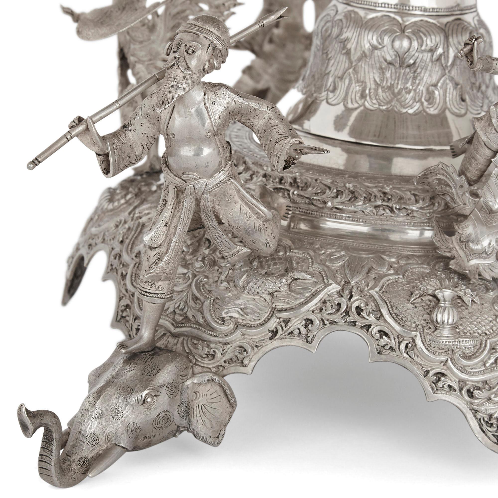 Large and Impressive Silver Centrepiece Vase from Burma 1