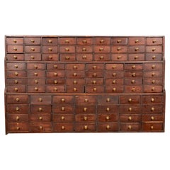 Vintage Large And Impressive Stained Pine Apothecary Chest