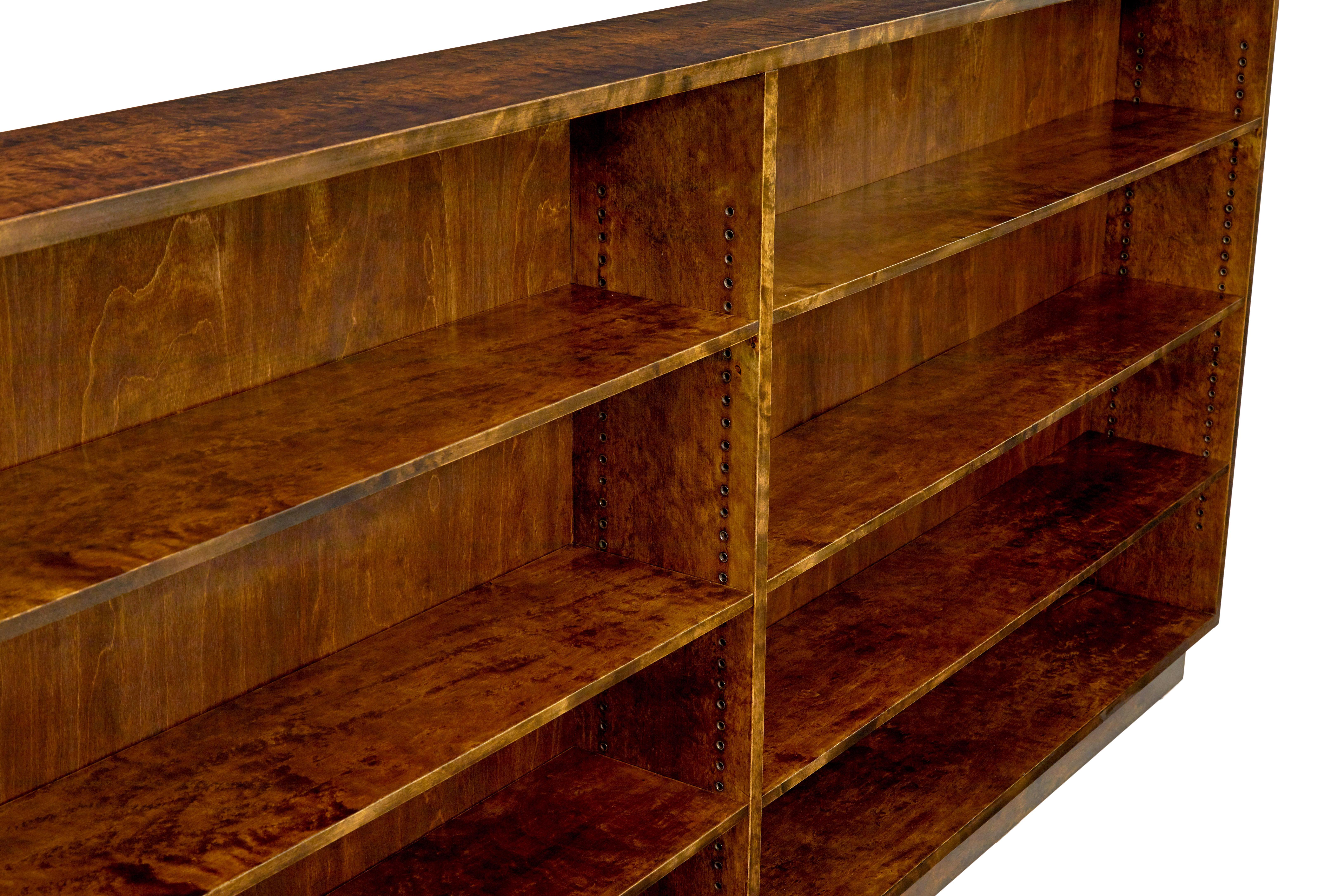 Large and impressive Swedish dark birch open bookcase For Sale 3
