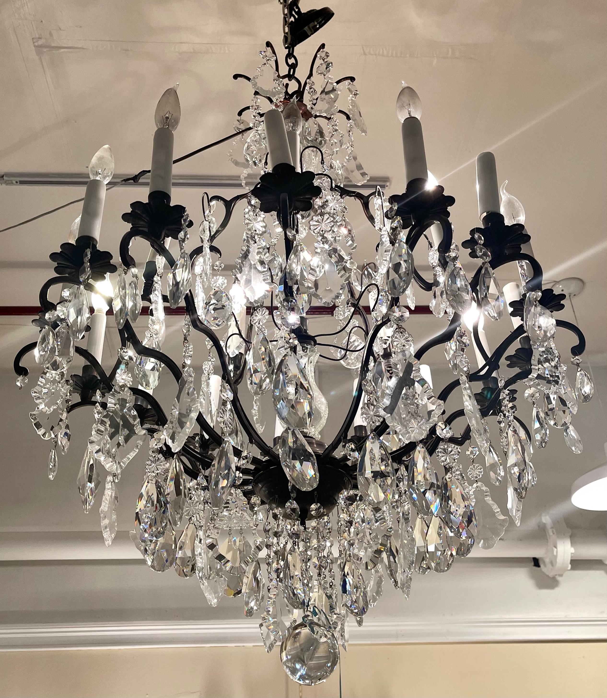 Rococo Large and Impressive Versailles Metal and Crystal Chandelier