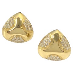 Large and Impressive Yellow Gold and Diamond clip Earrings
