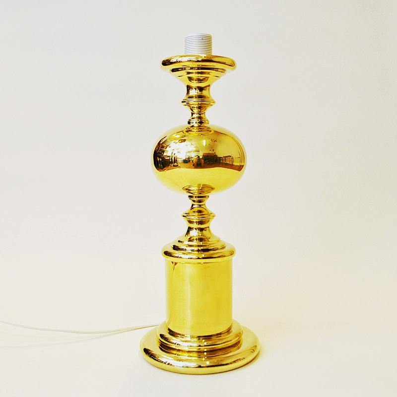 Scandinavian Modern Large and Lovely Midcentury Brass Table Lamp by Enco, Sweden, 1960s For Sale