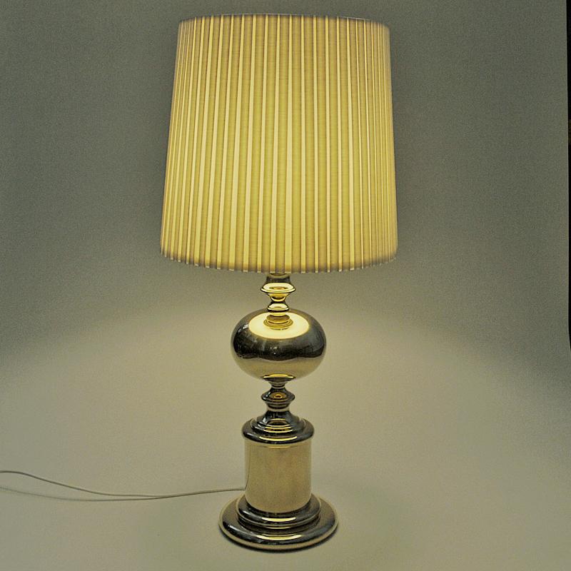 Polished Large and Lovely Midcentury Brass Table Lamp by Enco, Sweden, 1960s For Sale