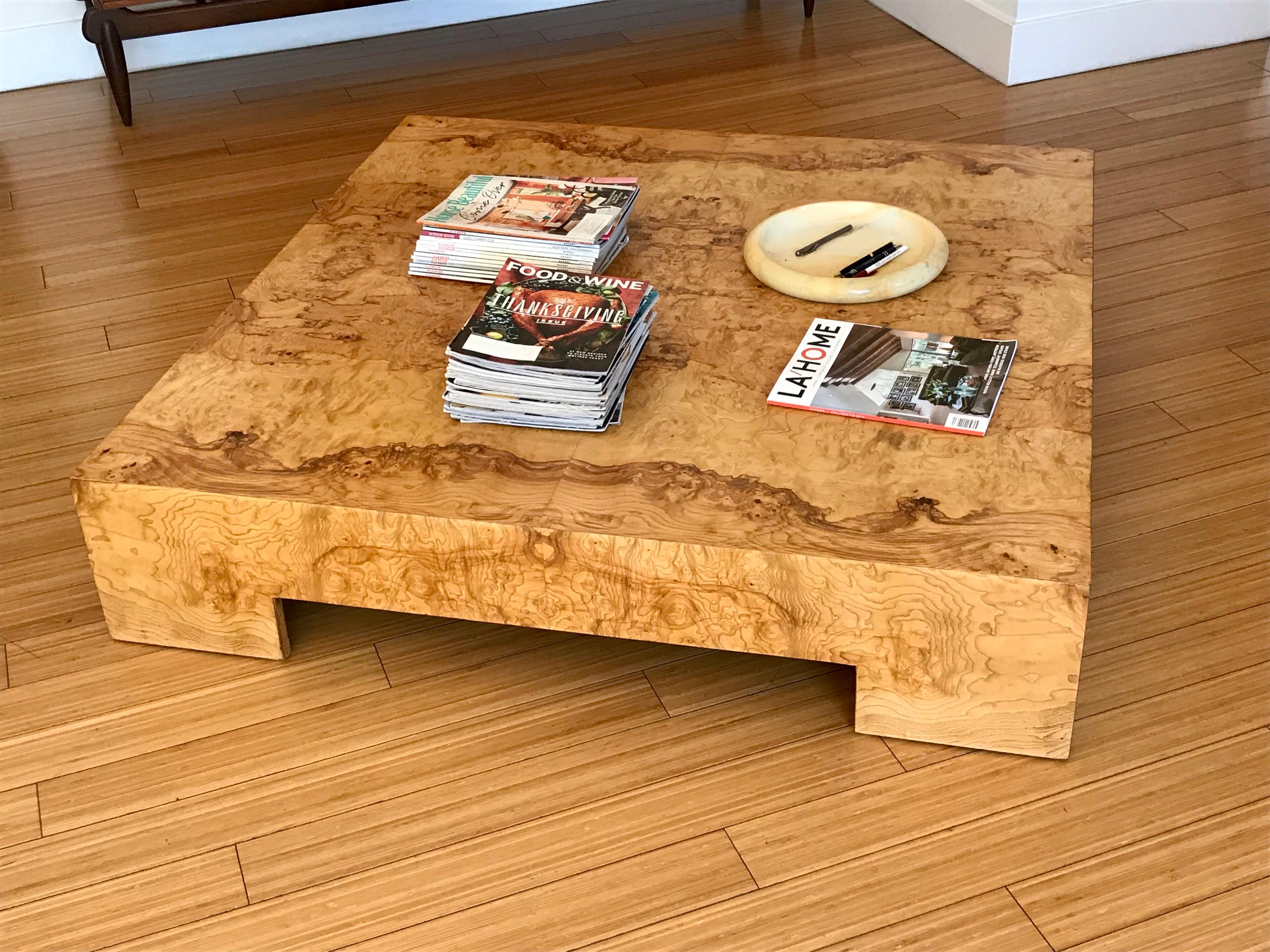 Wood Large and Low Architectural Coffee Table