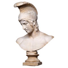 Large and Magnificent Grand Tour Bust of Ares in Plaster