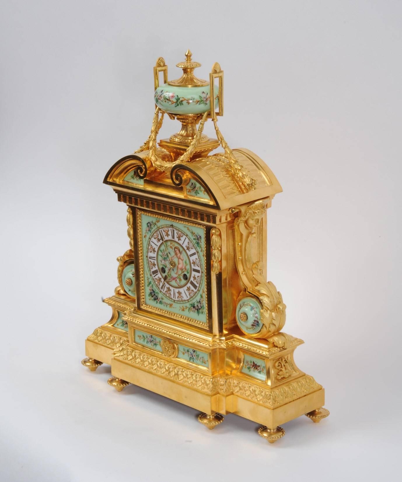 French Large and Magnificent Ormolu and Sèvres Porcelain Clock by Achille Brocot