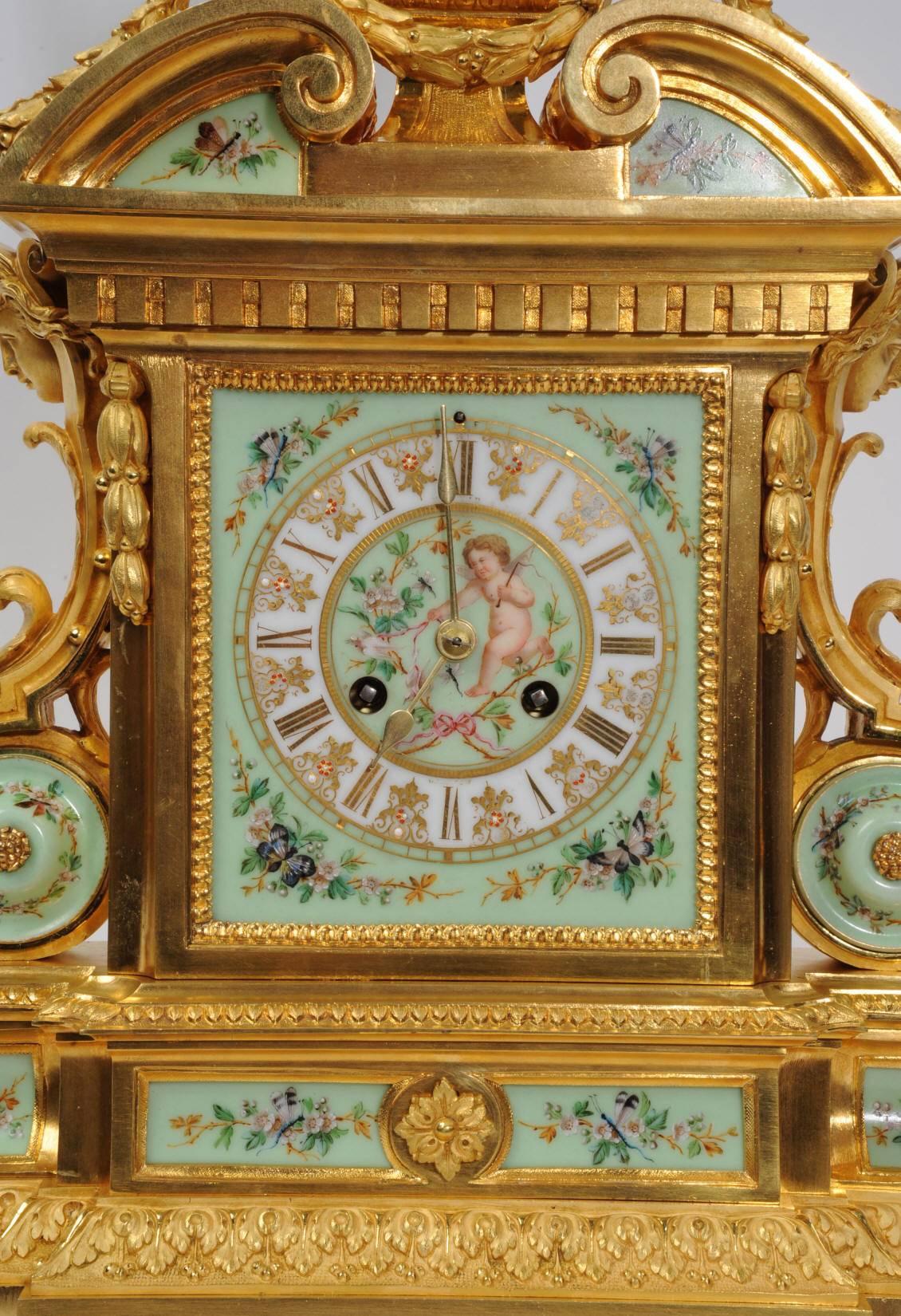 19th Century Large and Magnificent Ormolu and Sèvres Porcelain Clock by Achille Brocot