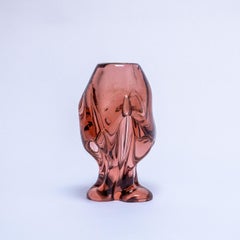 Große und massive italienische Vase im Vintage-Stil aus rosa Muranoglas, skulpturale Formen