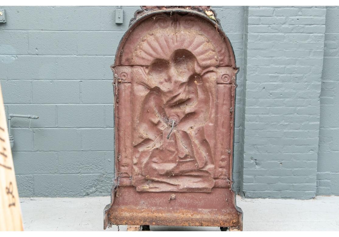 Unknown Large And Notable Cast Iron Garden Fountain With Putti For Sale