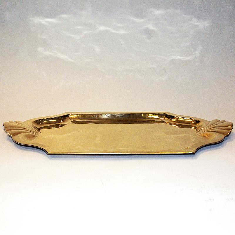 Scandinavian Modern Large and oval brass plate/tray by Lars Holmström, Arvika 1930s Sweden For Sale