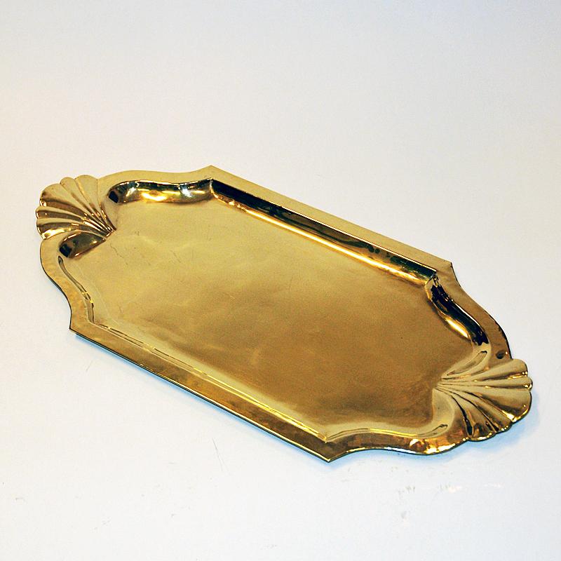 Swedish Large and oval brass plate/tray by Lars Holmström, Arvika 1930s Sweden For Sale