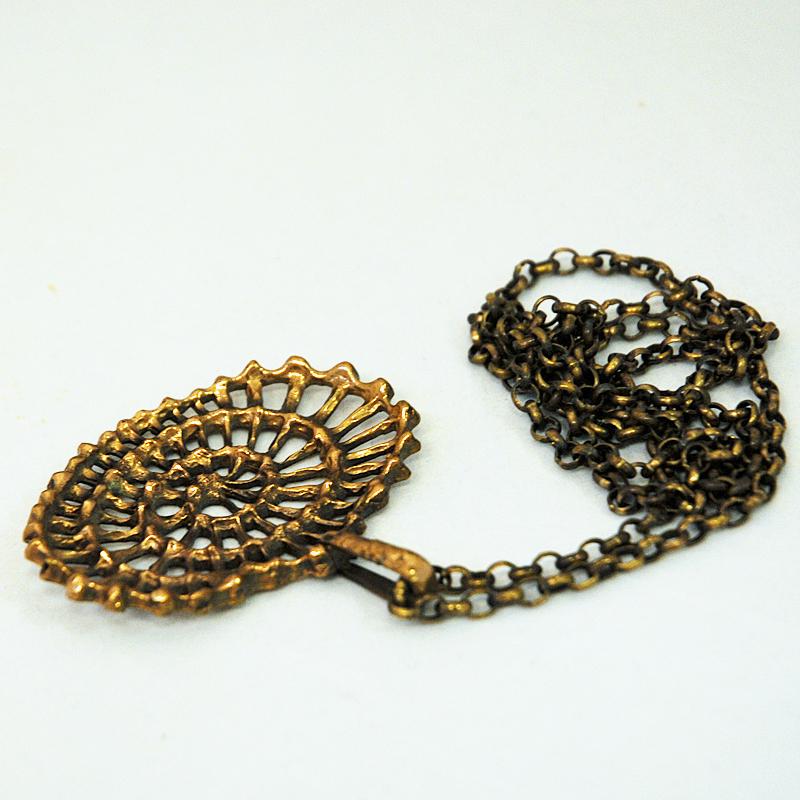 Scandinavian Large and Oval Swedish Bronze Necklace by K.E Palmberg for Alton, 1970s