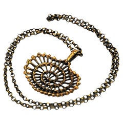 Large and Oval Swedish Bronze Necklace by K.E Palmberg for Alton, 1970s
