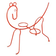 Large and Playful Frederick Weinberg Style Wire Horse sculpture Planter Stand