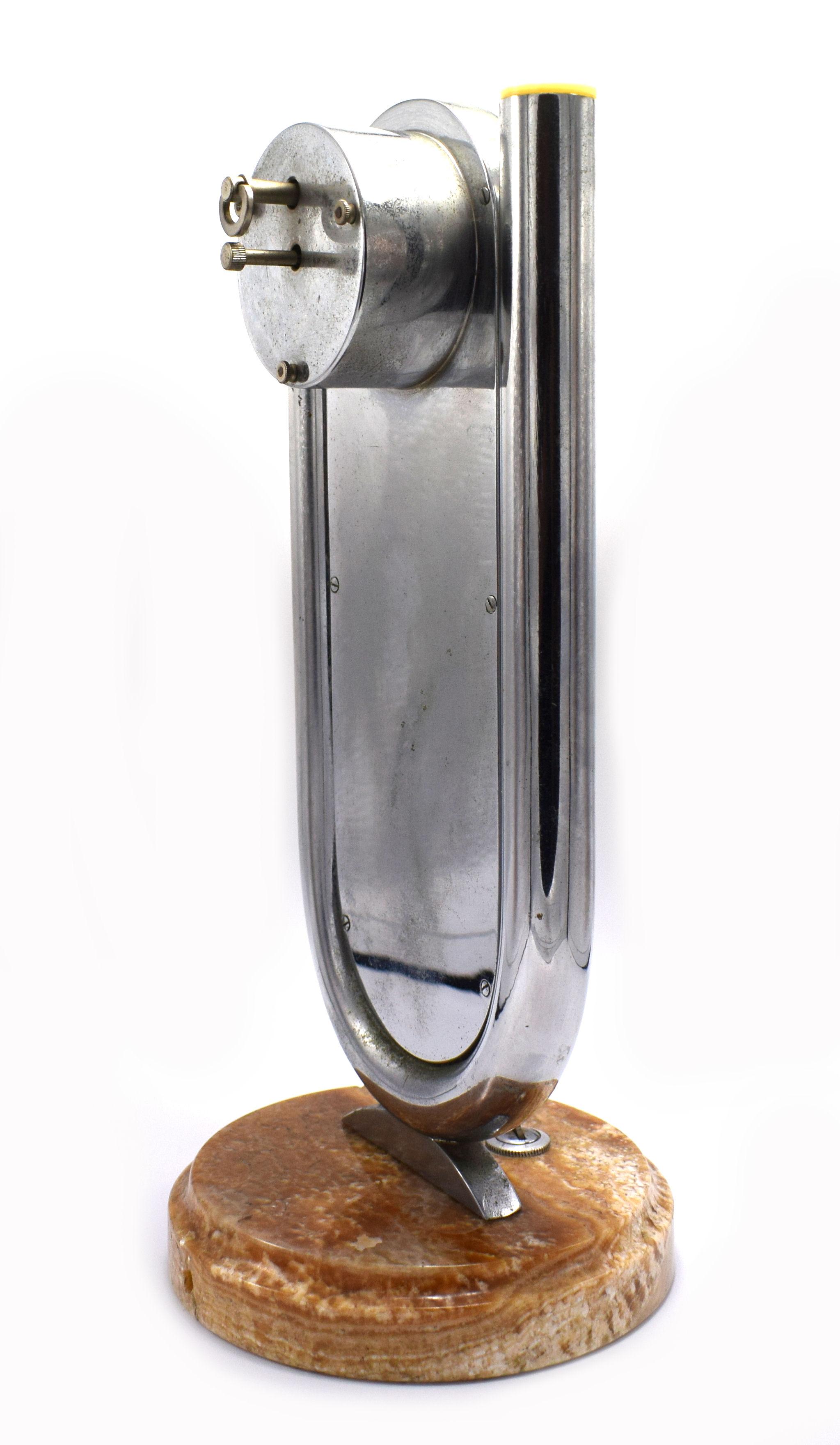 20th Century Large and Rare 1930s Art Deco Chrome Figural Clock