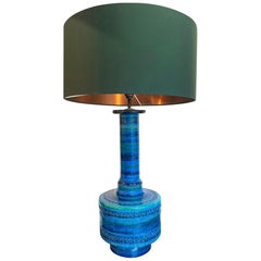 Large and Rare 1960s Ceramic Bitossi "Rimini Blue" Lamp Designed by Aldo Londi
