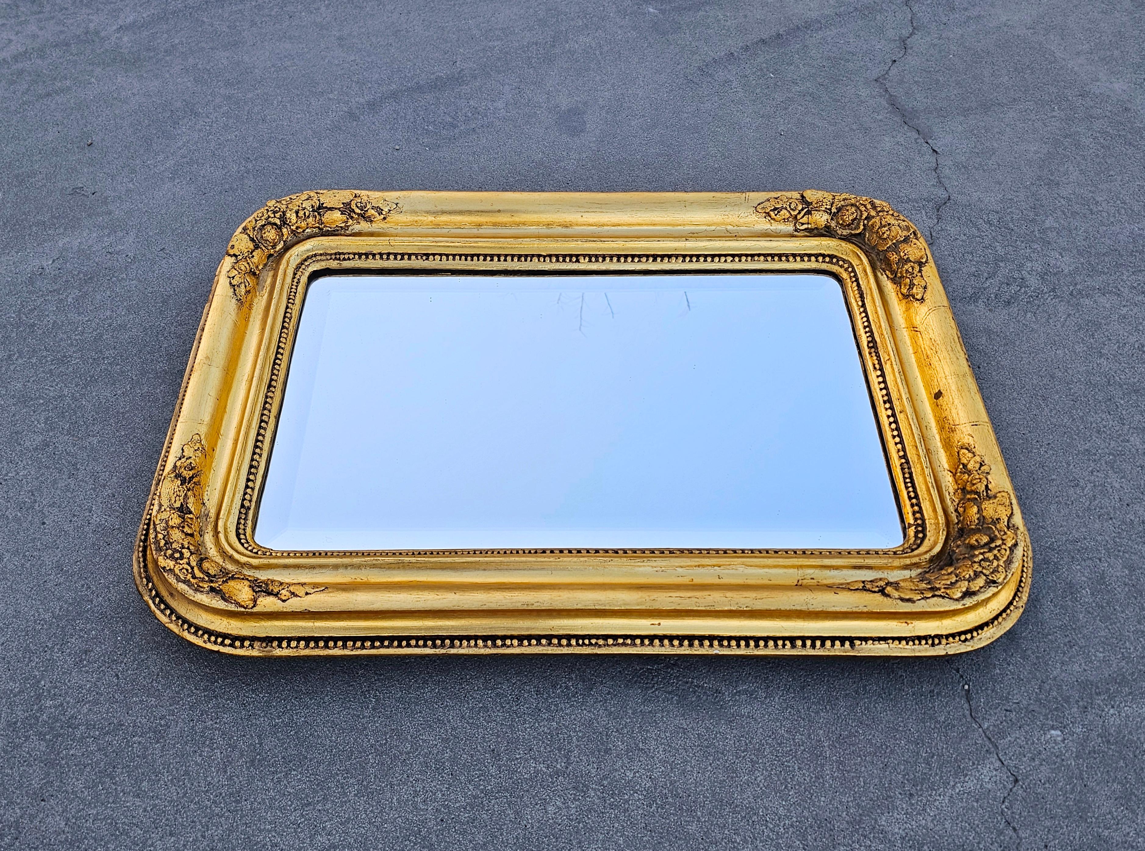 Large and rare Biedermeier Gilt Wood Faceted Mirror, Austria cca. 1840s In Fair Condition For Sale In Beograd, RS