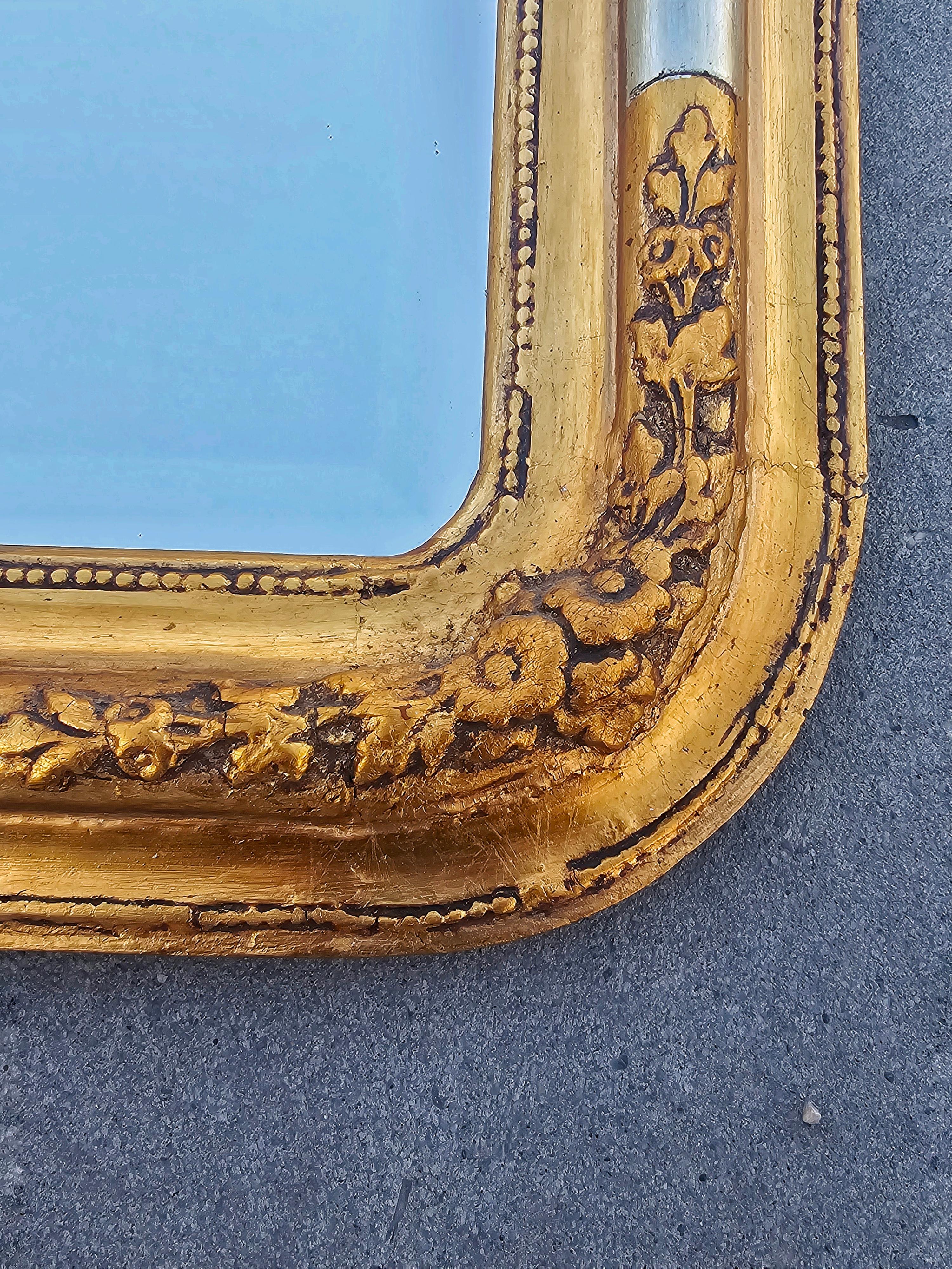 Mid-19th Century Large and rare Biedermeier Gilt Wood Faceted Mirror, Austria cca. 1840s For Sale