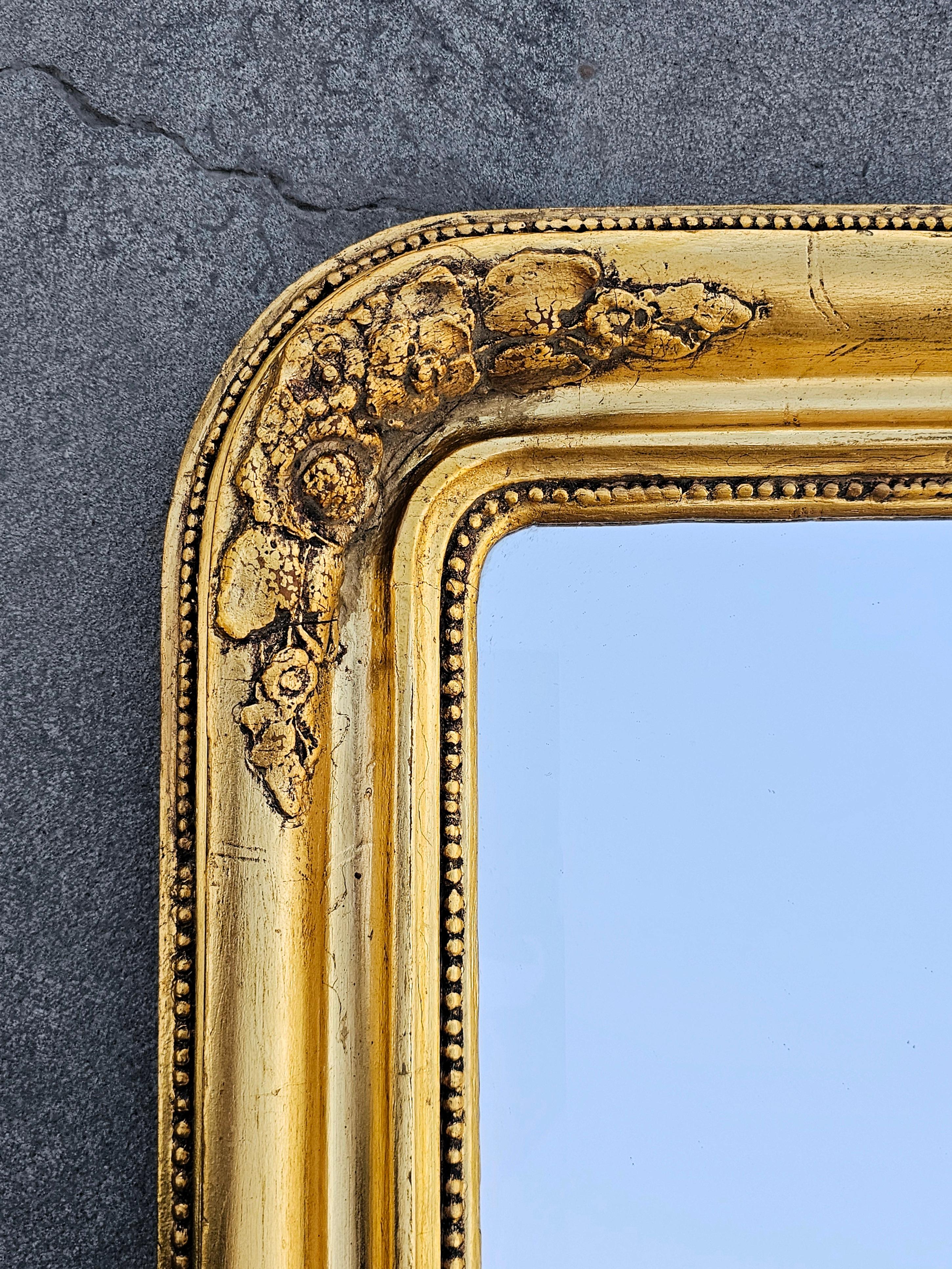 Mid-19th Century Large and rare Biedermeier Gilt Wood Faceted Mirror, Austria cca. 1840s For Sale