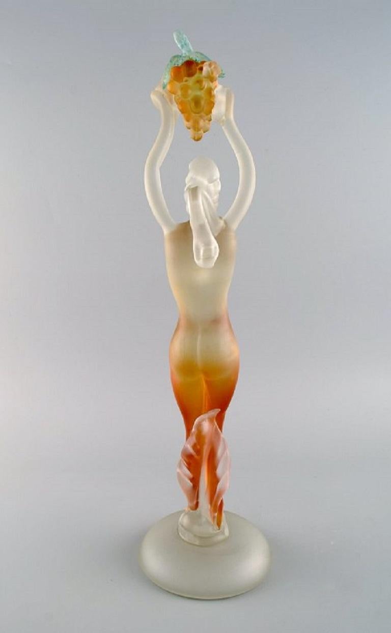 Italian Large and Rare Murano Sculpture in Mouth-Blown Art Glass, Woman with Grapes For Sale