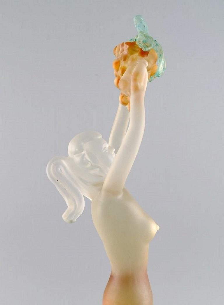 Large and Rare Murano Sculpture in Mouth-Blown Art Glass, Woman with Grapes In Excellent Condition For Sale In Copenhagen, DK