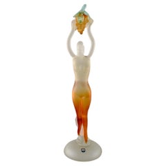 Large and Rare Murano Sculpture in Mouth-Blown Art Glass, Woman with Grapes