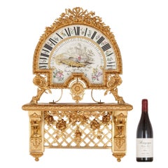 Large and rare ormolu and porcelain Louis XVI style bracket clock by Planchon