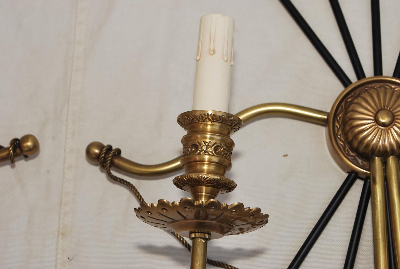 French Large and Rare Pair of Empire Sconces