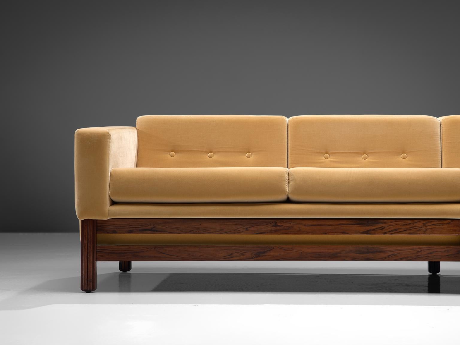 Mid-20th Century Large and Rare Reupholstered Saporiti Sofa in Rosewood