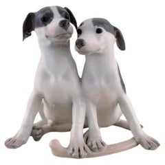 Large and Rare Royal Copenhagen Porcelain Figure, Puppies with Bone