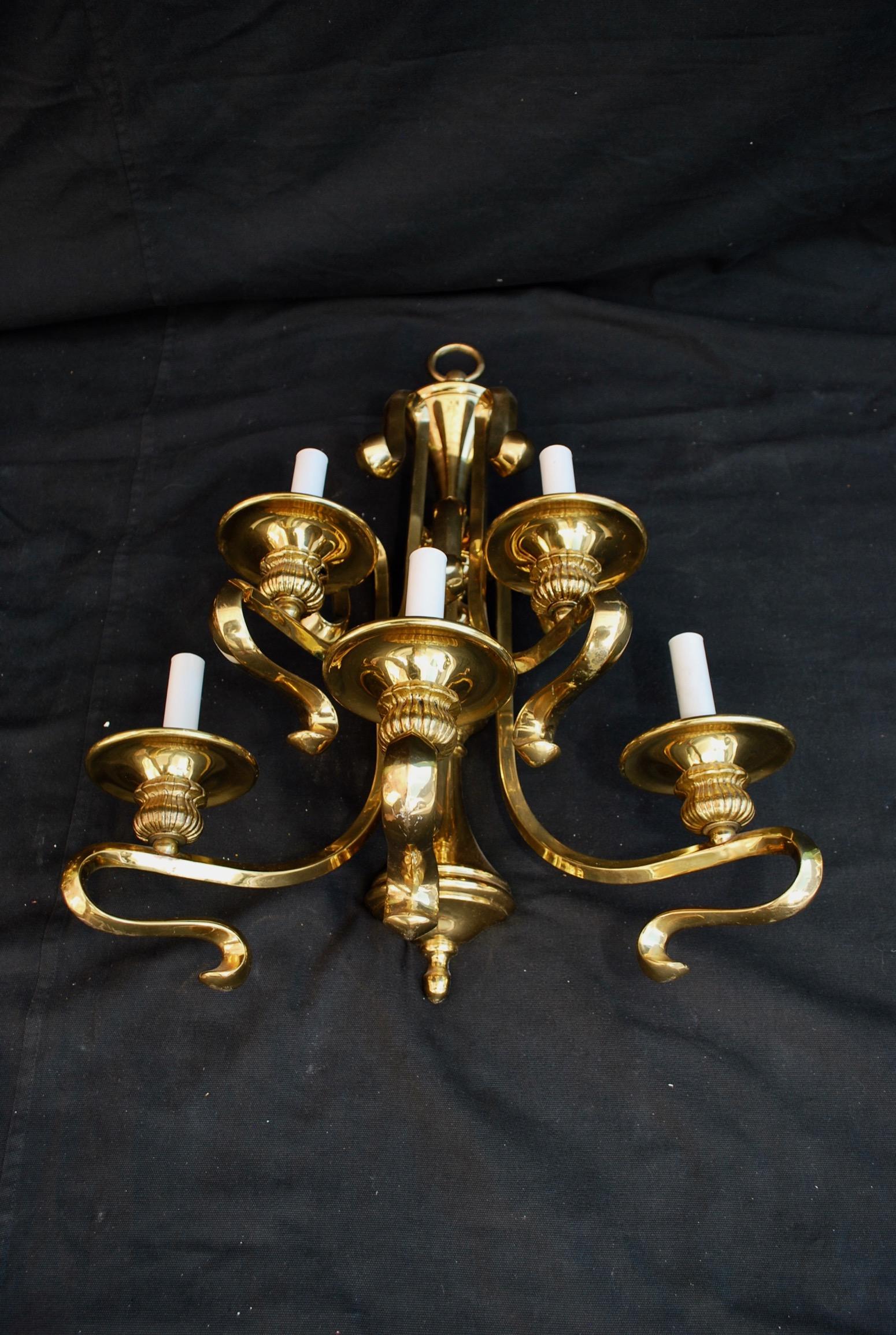 Late 20th Century Large and Rare Solid Brass Sconces For Sale