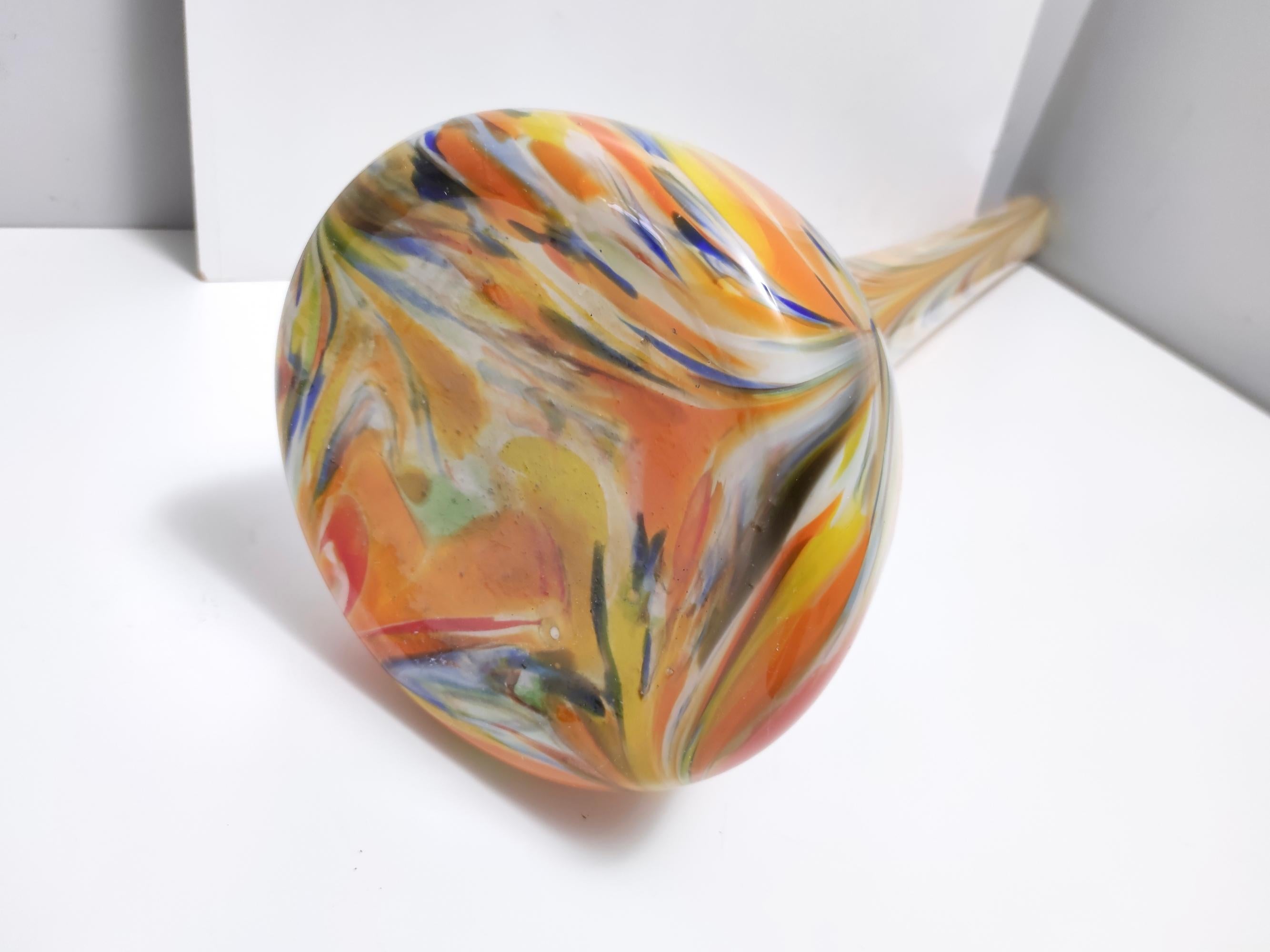 Große und seltene orangefarbene Vintage-Vase aus Fenicio-Glasvase von Fratelli Toso, Italien im Angebot 3