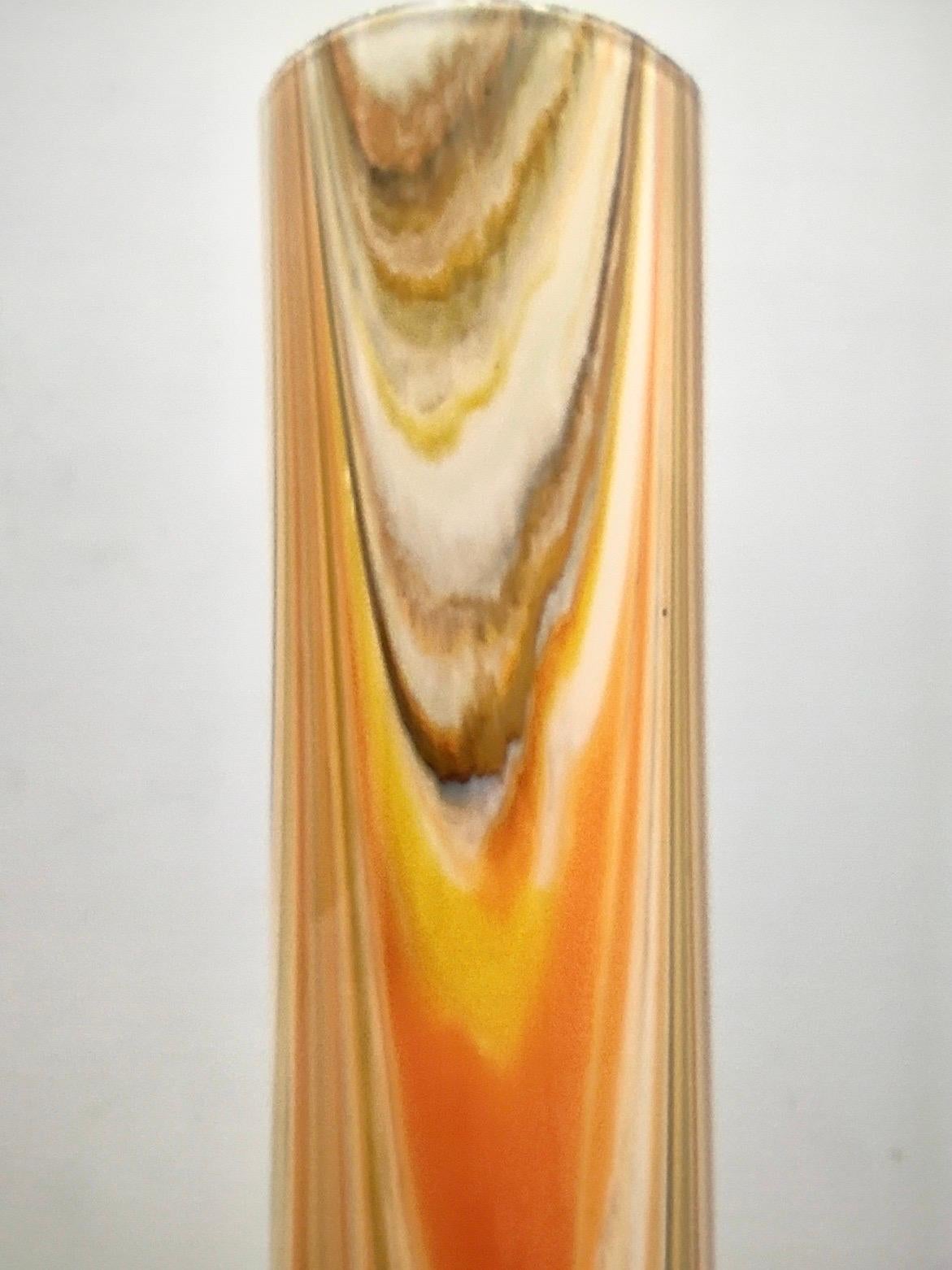 Große und seltene orangefarbene Vintage-Vase aus Fenicio-Glasvase von Fratelli Toso, Italien (Mitte des 20. Jahrhunderts) im Angebot