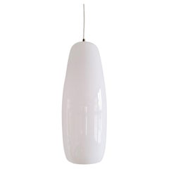 Large and rare white Murano glass pendant lamp by Massimo Vignelli for Venini