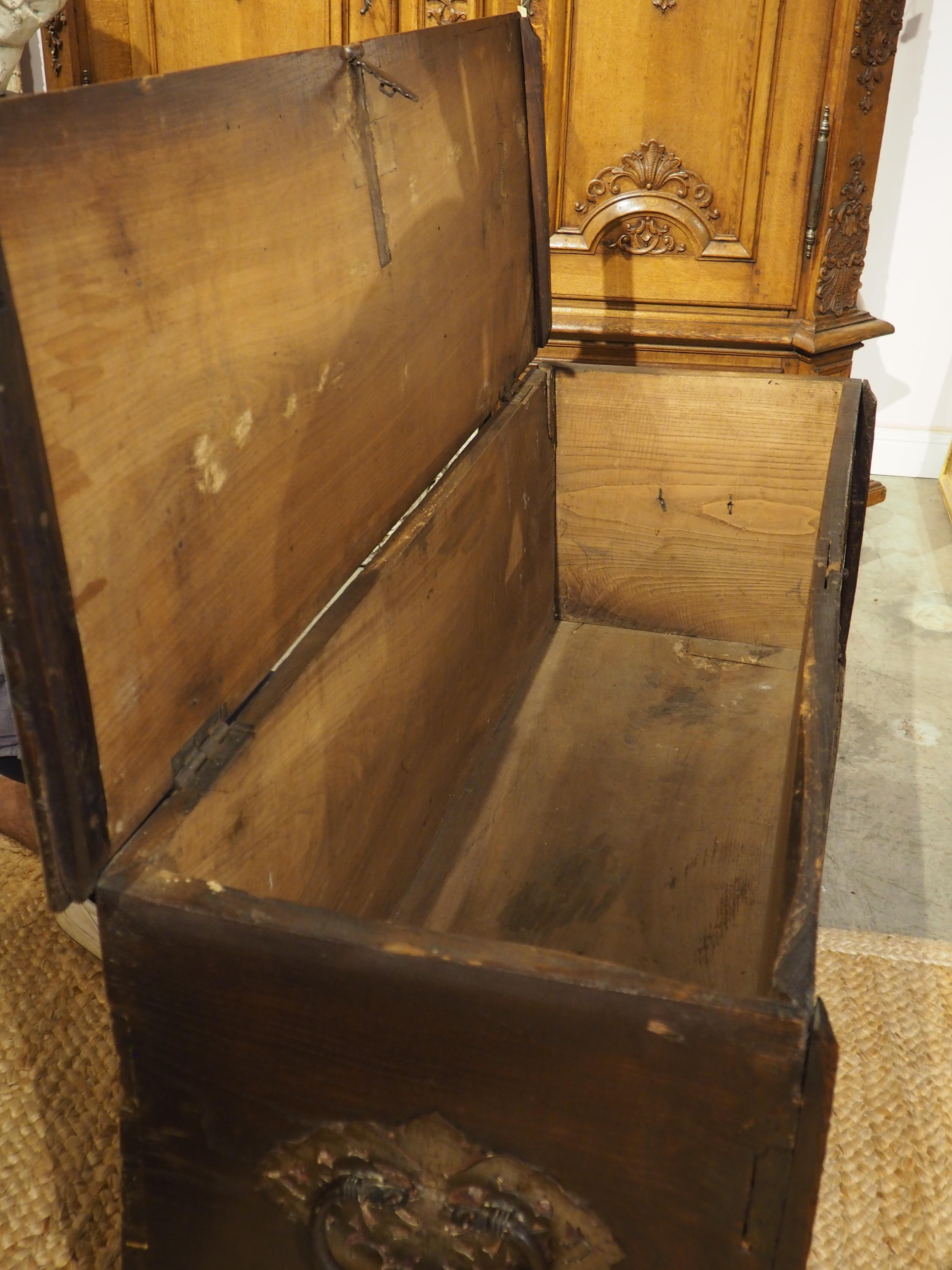 Large and Richly Carved 17th Century Walnut and Oak Trunk from Spain For Sale 10