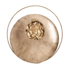 Large and Round Gold Finish Metal Wall Light