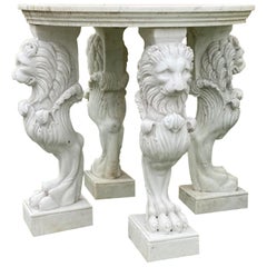 Large and Round Marble Table with Feet in the Shape of Lions, Italy