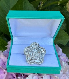 Large and Showy 12.33 Carat Diamond Ballerina Flower Ring in 18 Karat White Gold