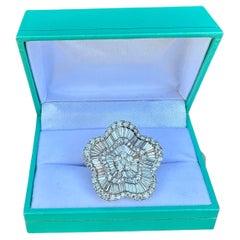 Large and Showy 12.33 Carat Diamond Ballerina Flower Ring in 18 Karat White Gold
